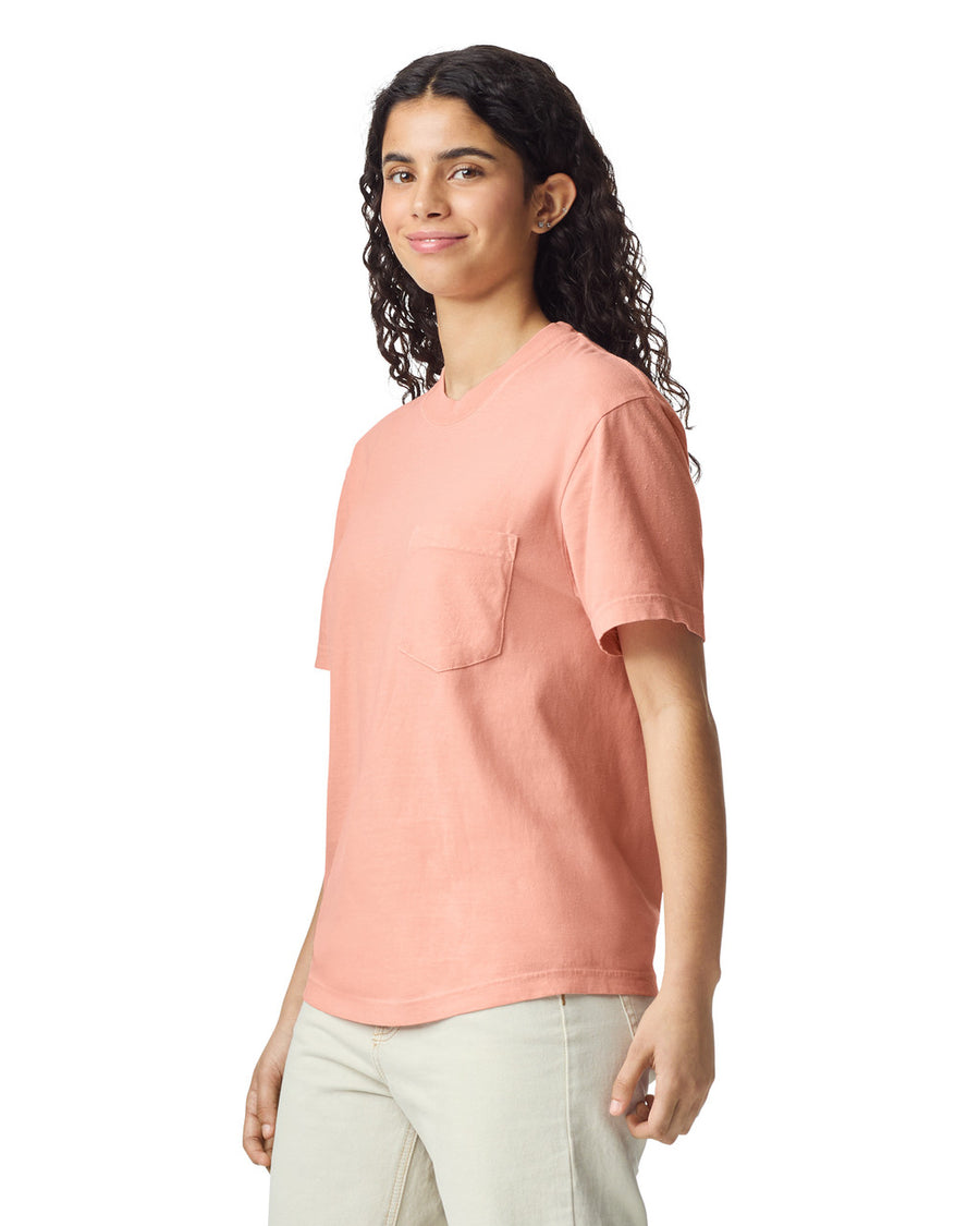 Comfort Colors 6030 Pocket Tee - Peachy - model side