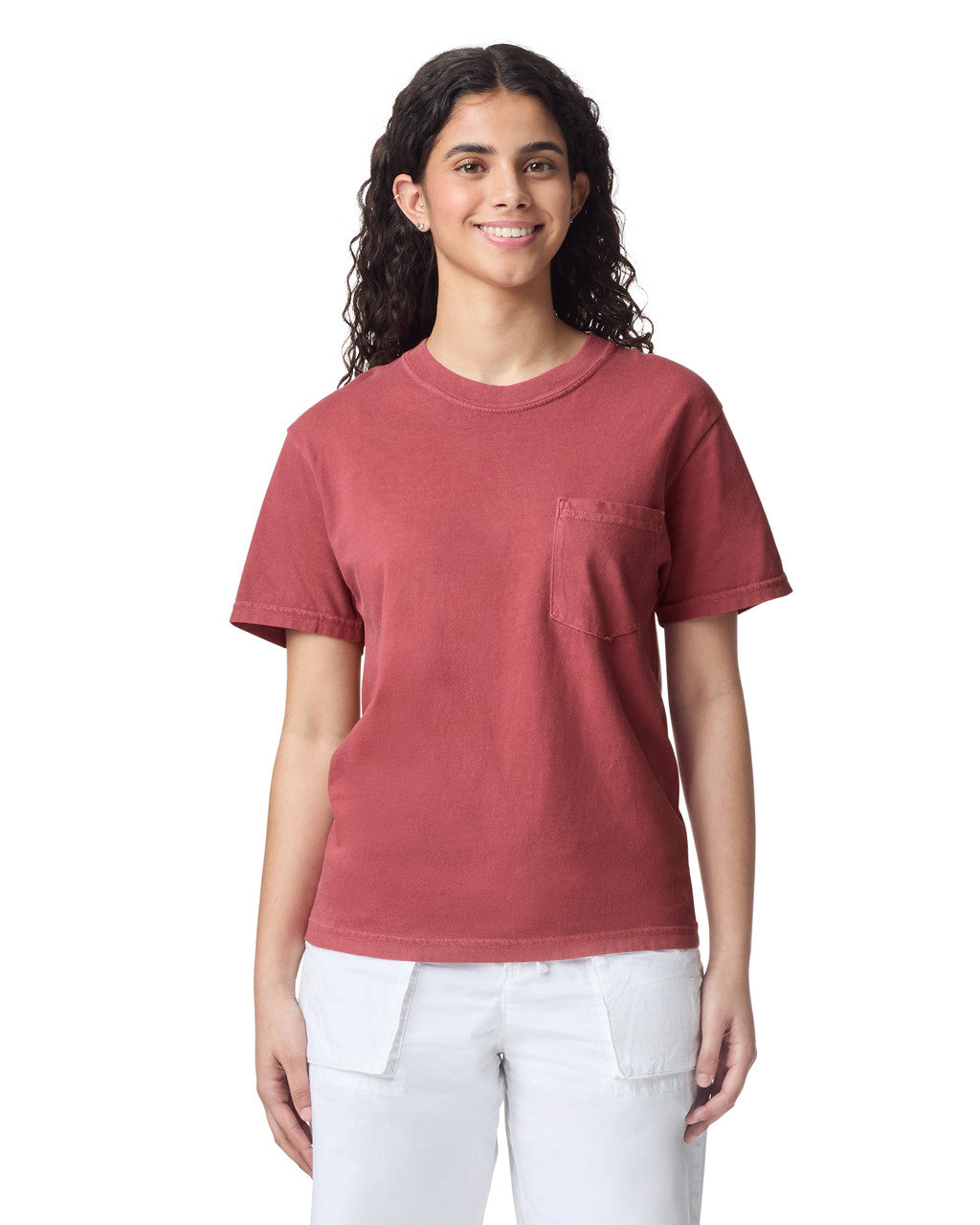 Comfort Colors 6030 Pocket Tee - Crimson - model front