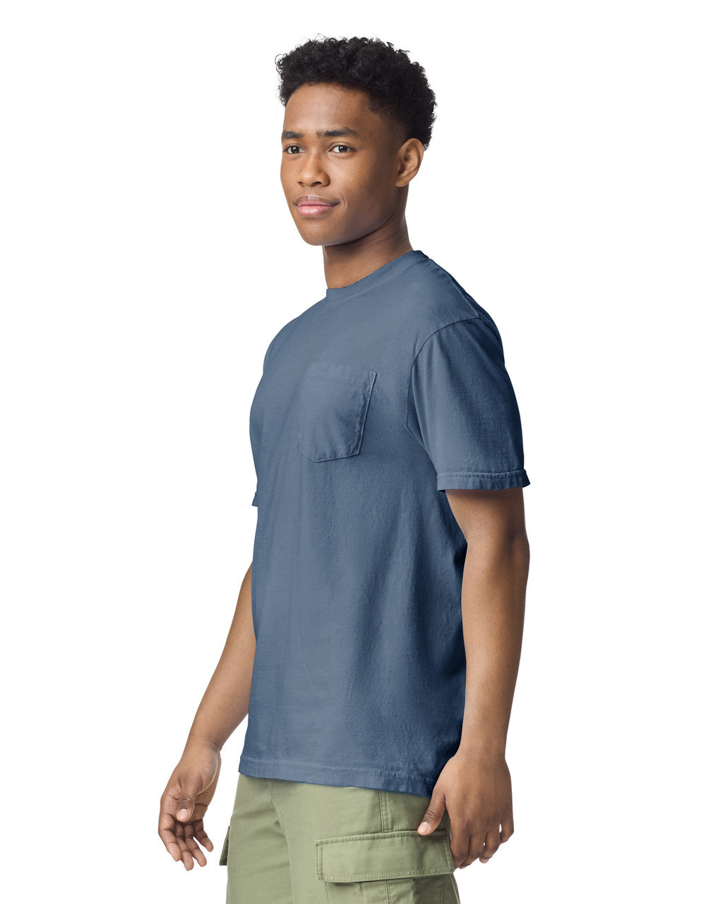 Comfort Colors 6030 Pocket Tee - Denim - model side