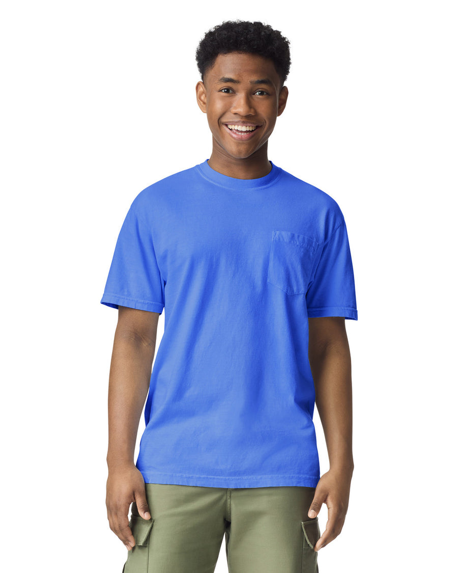 Comfort Colors 6030 Pocket Tee - Mystic Blue - model front