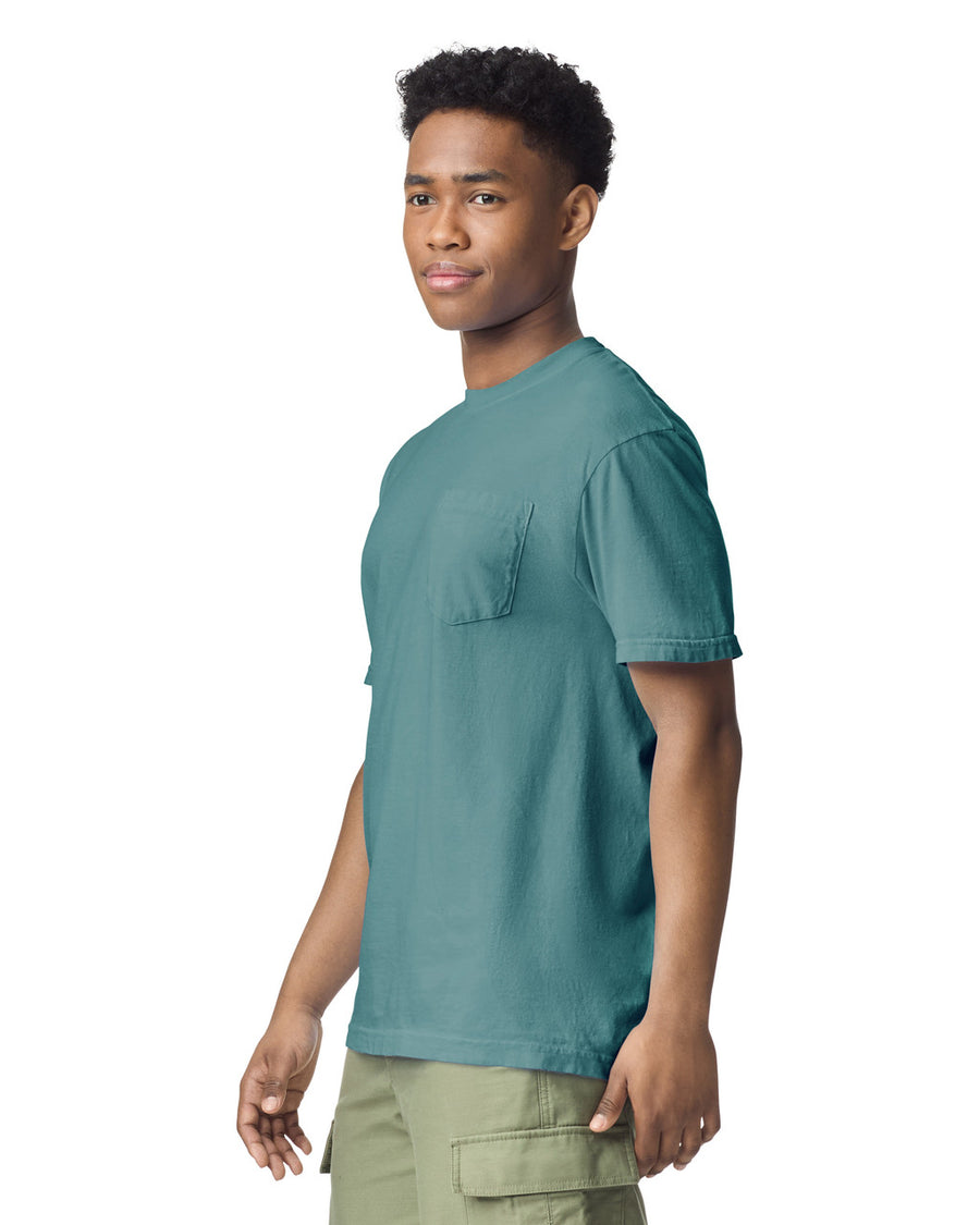 Comfort Colors 6030 Pocket Tee - Emerald - model side