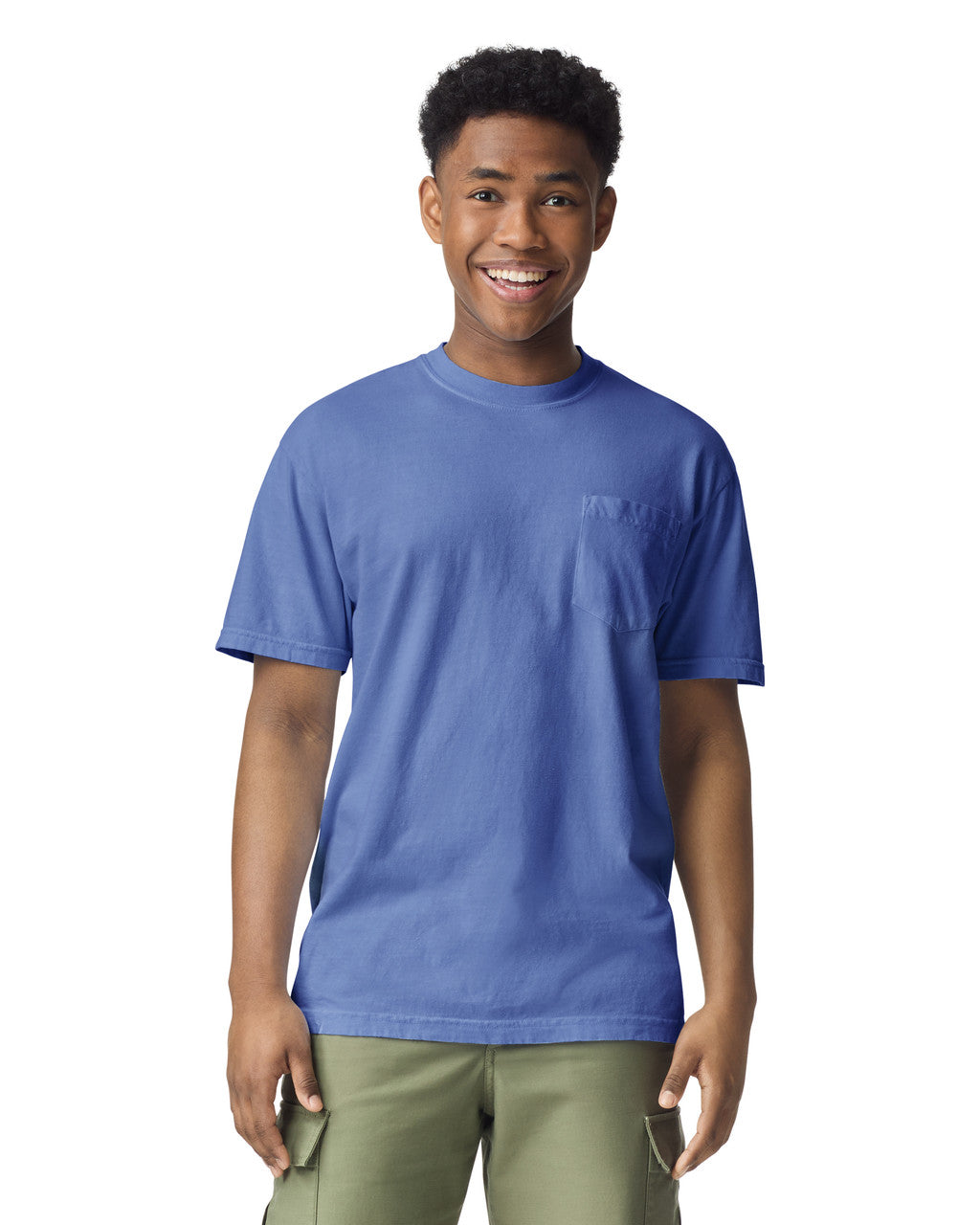 Comfort Colors 6030 Pocket Tee - Flo Blue - model front