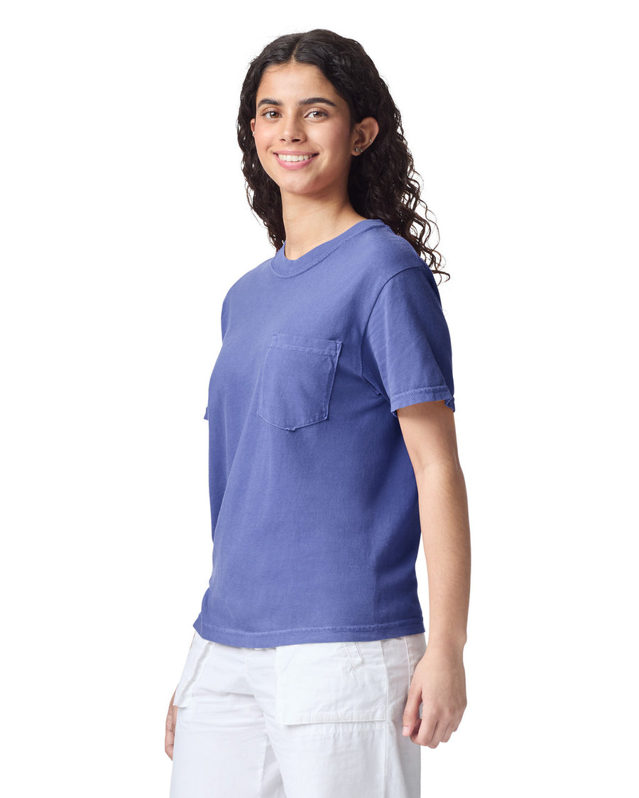 Comfort Colors 6030 Pocket Tee - Periwinkle - model side