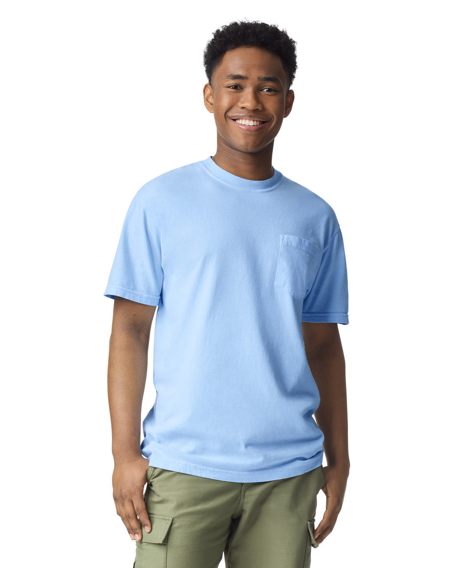 Comfort Colors 6030 Pocket Tee - Hydrangea - model front