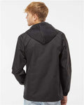 Independent Trading Co. EXP95NB Men's Water-Resistant Hooded Windbreaker - Black/ Black - model back