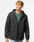 Independent Trading Co. EXP95NB Men's Water-Resistant Hooded Windbreaker - Black/ Black - model front