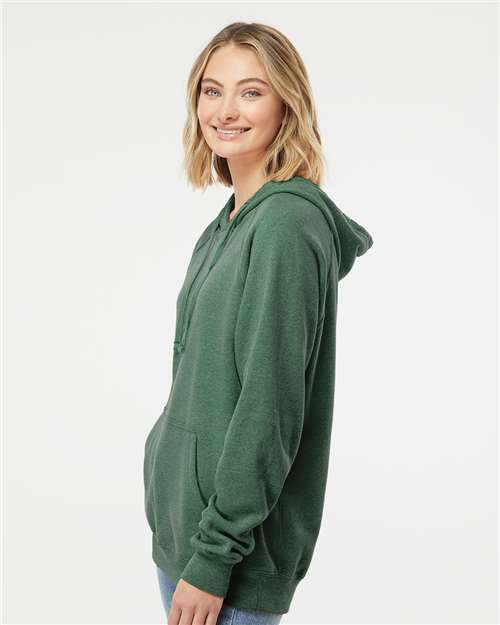 Independent Trading Co. PRM33SBP Unisex Special Blend Raglan Hooded Sweatshirt - Moss - model side