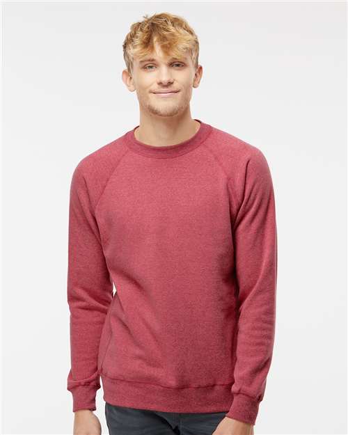 Independent Trading Co. PRM30SBC Unisex Special Blend Raglan Crewneck Sweatshirt - Crimson - model front