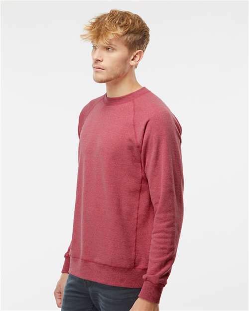 Independent Trading Co. PRM30SBC Unisex Special Blend Raglan Crewneck Sweatshirt - Crimson - model side