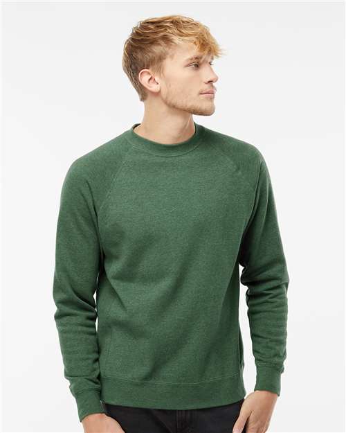 Independent Trading Co. PRM30SBC Unisex Special Blend Raglan Crewneck Sweatshirt - Moss - model front