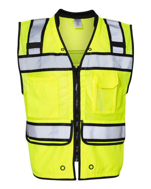 Kishigo S5004-5005 Unisex High-Performance Surveyors Vest - Lime - front