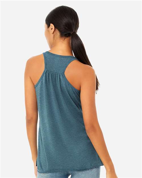 BELLA + CANVAS 8800 Women's Flowy Racerback Tank - Heather Deep Teal - model back