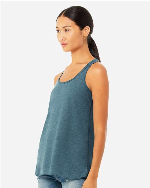 BELLA + CANVAS 8800 Women's Flowy Racerback Tank - Heather Deep Teal - model side