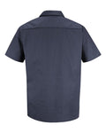 Red Kap SP24 Men's Industrial Short Sleeve Work Shirt - Blue/ Charcoal Microcheck - back