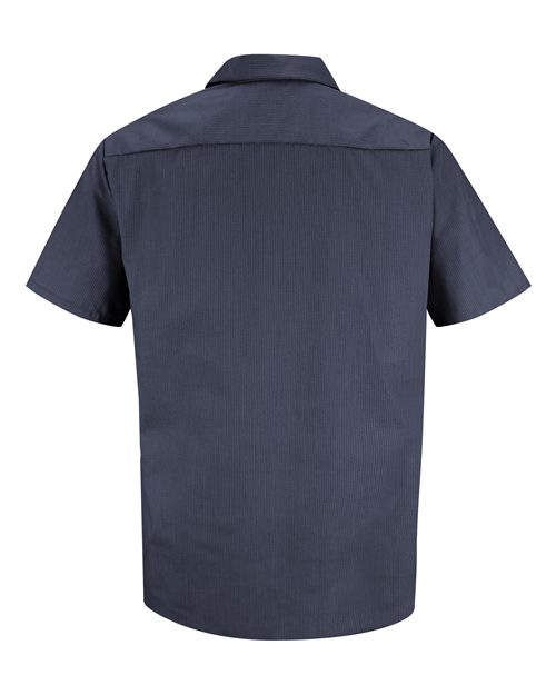 Red Kap SP24 Men's Industrial Short Sleeve Work Shirt - Blue/ Charcoal Microcheck - back