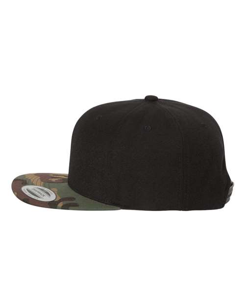 Yupoong 6089M Premium Flat Bill Snapback Cap - Black/ Camo - side
