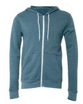 Bella + Canvas 3739 Sponge Fleece Full-Zip Hoodie Sweatshirt - Heather Deep Teal - flat front