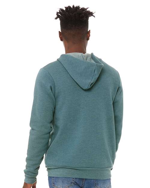 Bella + Canvas 3739 Sponge Fleece Full-Zip Hoodie Sweatshirt - Heather Deep Teal - model back
