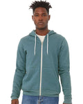 Bella + Canvas 3739 Sponge Fleece Full-Zip Hoodie Sweatshirt - Heather Deep Teal - model front