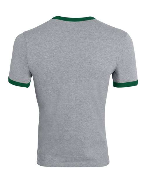 Augusta Sportswear 710 Unisex 50/50 Ringer T-Shirt - Athletic Heather/ Dark Green - back