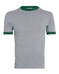 Augusta Sportswear 710 Unisex 50/50 Ringer T-Shirt - Athletic Heather/ Dark Green - front