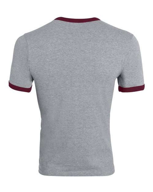 Augusta Sportswear 710 Unisex 50/50 Ringer T-Shirt - Athletic Heather/ Maroon - back