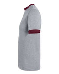 Augusta Sportswear 710 Unisex 50/50 Ringer T-Shirt - Athletic Heather/ Maroon - side
