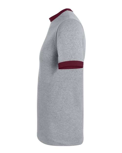 Augusta Sportswear 710 Unisex 50/50 Ringer T-Shirt - Athletic Heather/ Maroon - side