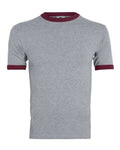 Augusta Sportswear 710 Unisex 50/50 Ringer T-Shirt - Athletic Heather/ Maroon - front