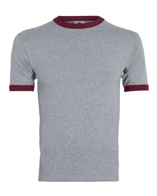 Augusta Sportswear 710 Unisex 50/50 Ringer T-Shirt - Athletic Heather/ Maroon - front