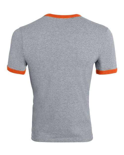 Augusta Sportswear 710 Unisex 50/50 Ringer T-Shirt - Athletic Heather/ Orange - back