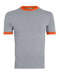 Augusta Sportswear 710 Unisex 50/50 Ringer T-Shirt - Athletic Heather/ Orange - front