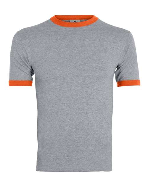 Augusta Sportswear 710 Unisex 50/50 Ringer T-Shirt - Athletic Heather/ Orange - front