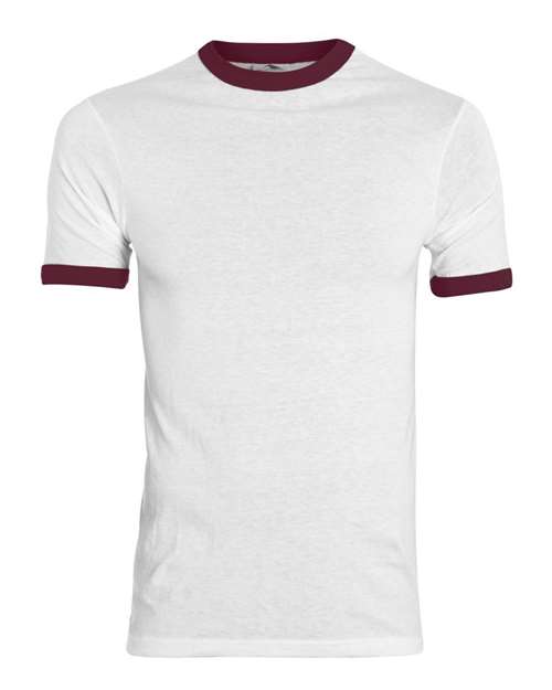Augusta Sportswear 710 Unisex 50/50 Ringer T-Shirt - White/ Maroon - front