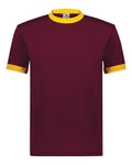 Augusta Sportswear 710 Unisex 50/50 Ringer T-Shirt - Maroon/ Gold - front