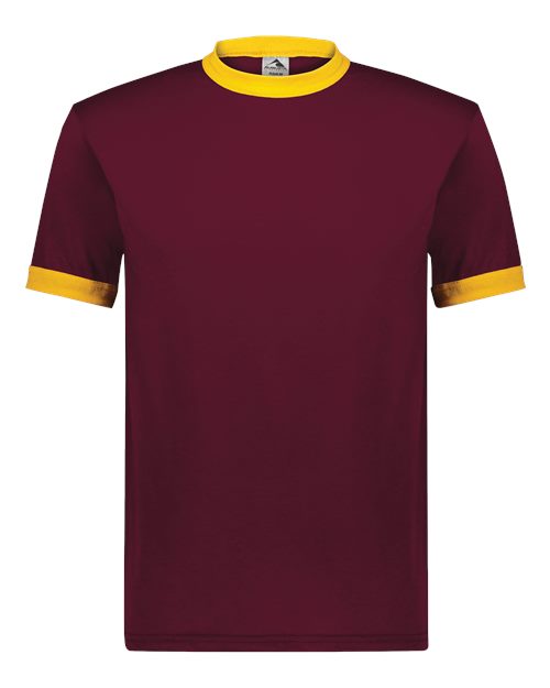Augusta Sportswear 710 Unisex 50/50 Ringer T-Shirt - Maroon/ Gold - front