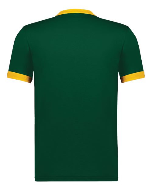 Augusta Sportswear 710 Unisex 50/50 Ringer T-Shirt - Dark Green/ Gold - back