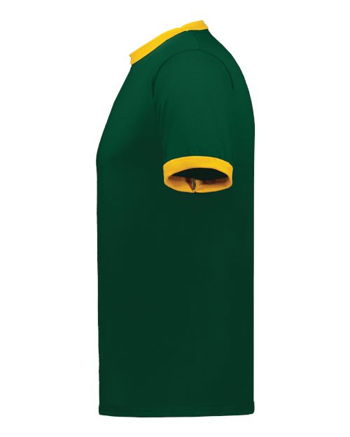 Augusta Sportswear 710 Unisex 50/50 Ringer T-Shirt - Dark Green/ Gold - side