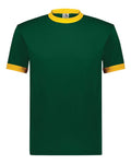 Augusta Sportswear 710 Unisex 50/50 Ringer T-Shirt - Dark Green/ Gold - front