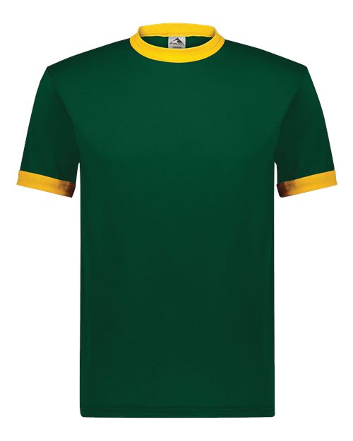 Augusta Sportswear 710 Unisex 50/50 Ringer T-Shirt - Dark Green/ Gold - front