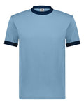 Augusta Sportswear 710 Unisex 50/50 Ringer T-Shirt - Light Blue/ Navy - front