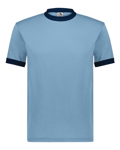 Augusta Sportswear 710 Unisex 50/50 Ringer T-Shirt - Light Blue/ Navy - front
