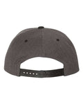 Yupoong 6089M Premium Flat Bill Snapback Cap - Dark Heather/ Black - back