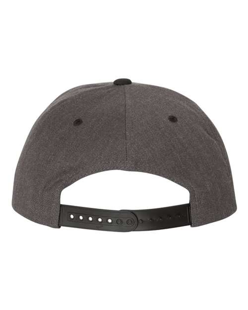 Yupoong 6089M Premium Flat Bill Snapback Cap - Dark Heather/ Black - back