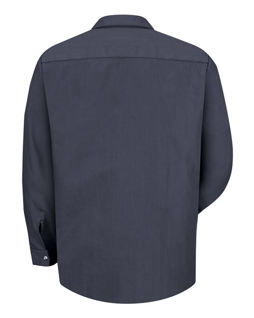 Red Kap SP14 Men's Industrial Long Sleeve Work Shirt - Blue/ Charcoal Microcheck - back