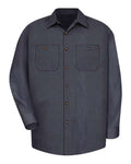 Red Kap SP14 Men's Industrial Long Sleeve Work Shirt - Blue/ Charcoal Microcheck - front