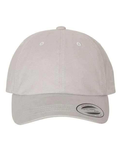 Yupoong 6245PT Peached Cotton Twill Dad Hat - Light Grey - front