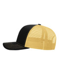 Richardson 112 Snapback Trucker Cap - Black/ Vegas Gold - side
