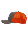 Richardson 112 Snapback Trucker Cap - Charcoal/ Orange - side