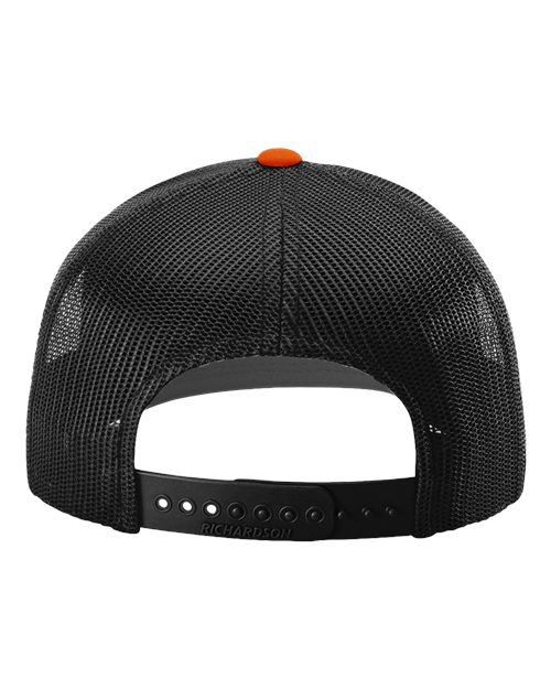 Richardson 112 Snapback Trucker Cap - Orange/ Black - back